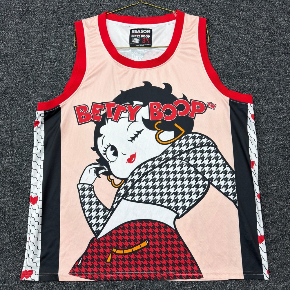 Reason Betty Boop Tank Top Womens 3X Pink Graphic Sleeveless Plus Size Y2K Shirt